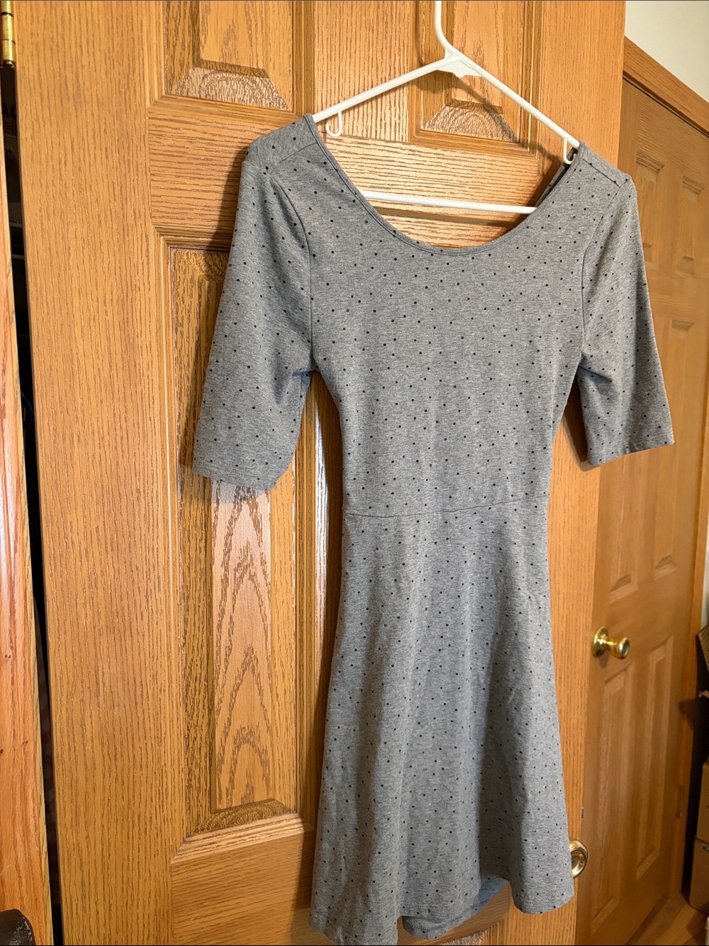 Women's Gray Polka Dot Fit & Flare Dress